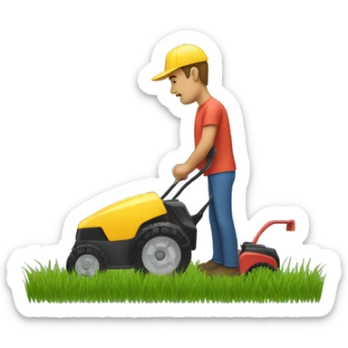 Man installing spoiler on a lawn mower sticker