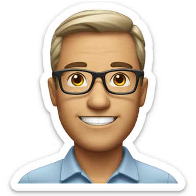 teacher wearing glasses and looking happy and ready to help sticker