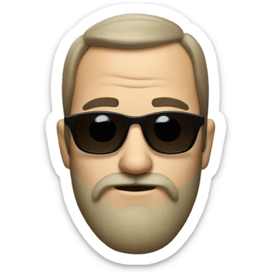 a man who wears sunglasses  have black mustache and goat beard, also raised his eyebrow sticker