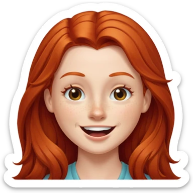 Excited long haired redhead wink sticker