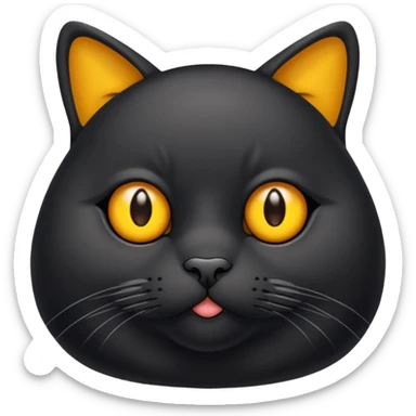 Un gato negro gordito con los ojos de color amarillos sentado sticker