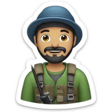 Guy, black beard fishing sticker