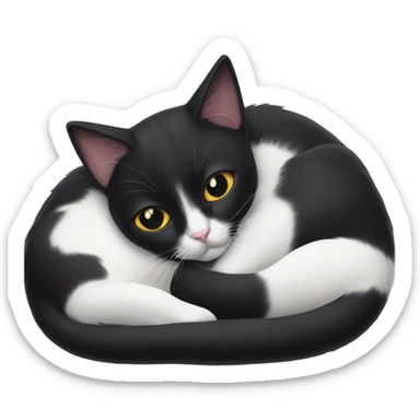 black cat and black and white cat cuddling  sticker