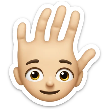 a face with e eyebrow up and the index of one of the hand scratching the hear sticker