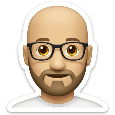 man beard bald caucasian black glasses sticker