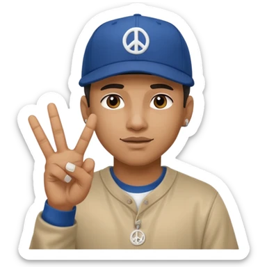 Hiphopper with baseball cap doing a peace sign with his fingers sticker