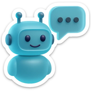 chatbot with speech bubble, matte glass style, dominant color #83fff8, accents #3B2C85, #2C2828 sticker