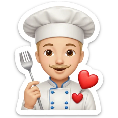 chef smiley face blowing a kiss with a heart sticker