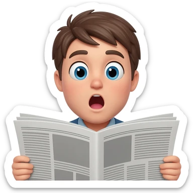 Person reading the news and being very surprised sticker