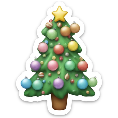 Christmas tree with pastel candy ornaments  sticker