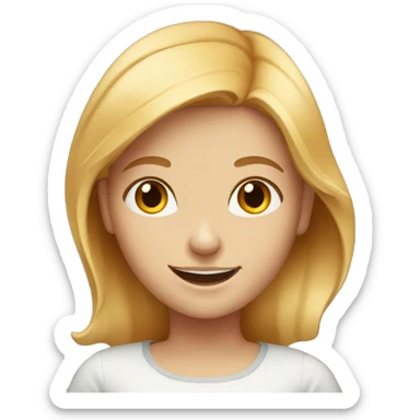 smiling blonde girl portrait with red hair sticker