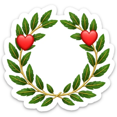 A golden ‘35’ inside a laurel wreath with a small heart symbol below it with red and black colors.  sticker