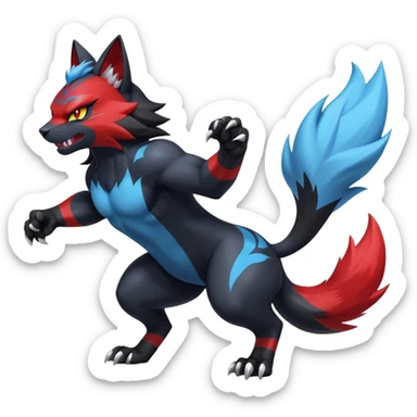 Shiny Dark Badass Handsome Torracat-Zoroark full body sticker