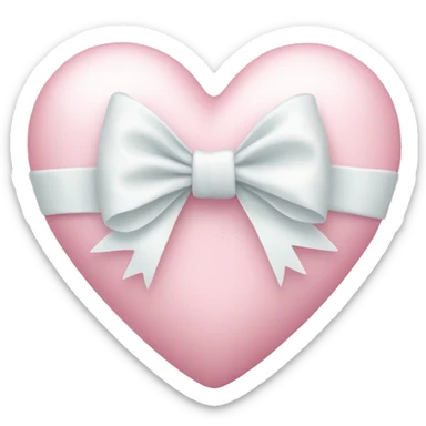 Pastel pink heart with white bow sticker