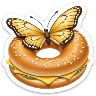 Butterfly bagel sticker