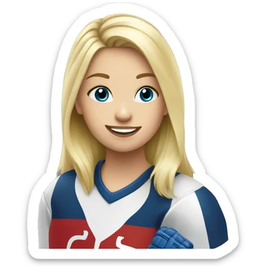White long blonde haired girl playing hockey sticker