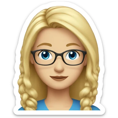woman teacher long blonde hair blue eyes sticker