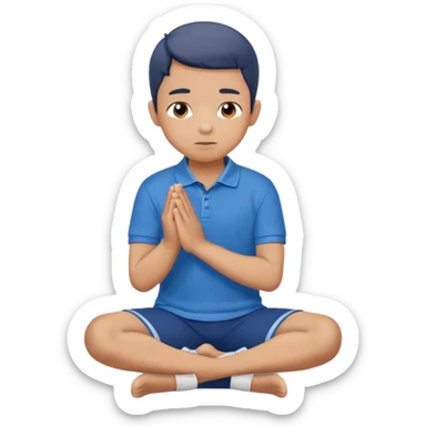 In Niño arrodillado orando con polo azul sticker