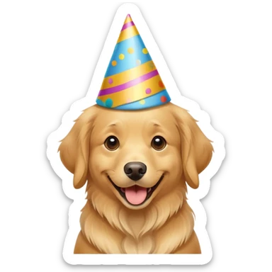 dog wearing a birthday hat sticker