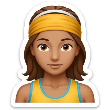 brown female athelete with headband sticker