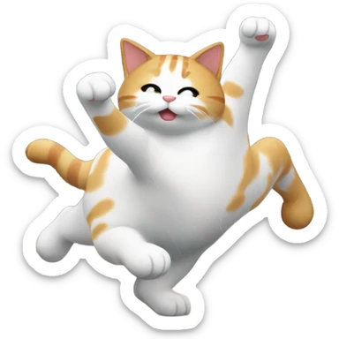 a chunky white and ginger cat dancing in the rain  sticker