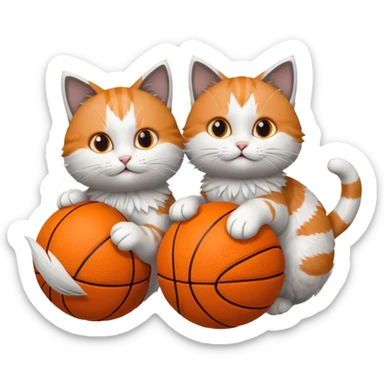 2 cats spinning basketballs sticker