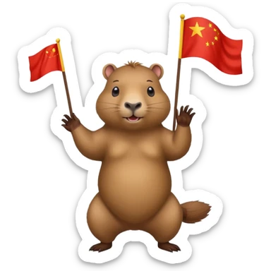 Capybara juggling chinese flag sticker