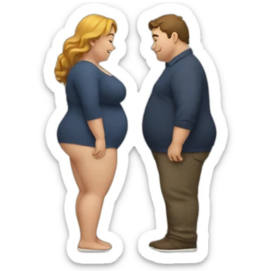 overweight couple kissiing sticker