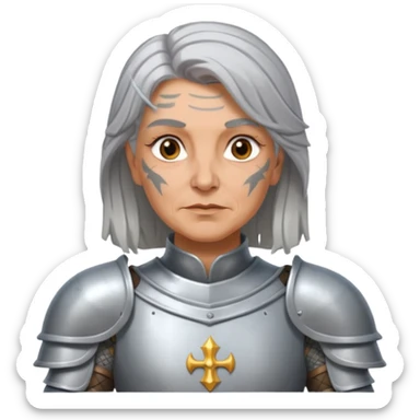 elderly tattooed knight, tattooed shoulder, long hair, female sticker