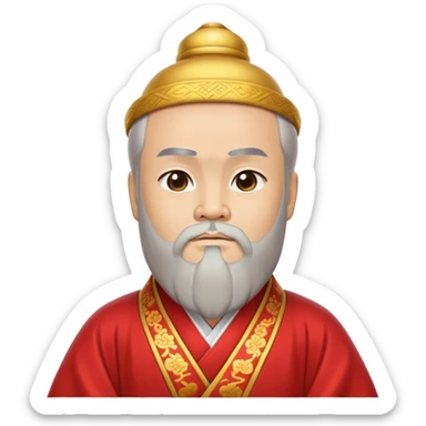 Cinematic Realistic Confucius Portrait Emoji, depicted as a wise ancient philosopher in traditional robes with a serene, contemplative expression, rendered with soft timeless textures and harmonious natural lighting that captures his enduring wisdom. sticker
