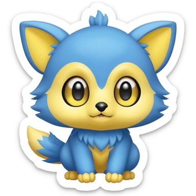 Cute cool blue yellow animal hybrid Fakemon full body sticker