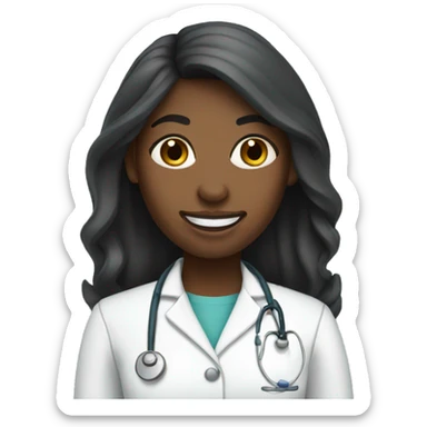 Black female dentist with long hair sticker