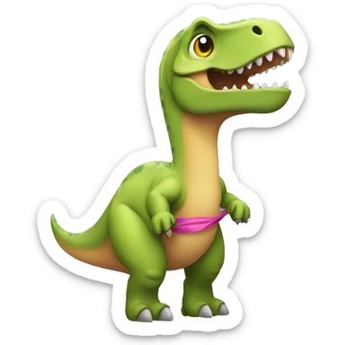 dinosaur with a bow sticker