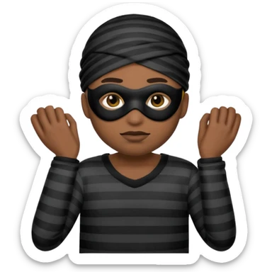 A theif robber emoji,Stripped shirt,eye mask, black head. sticker