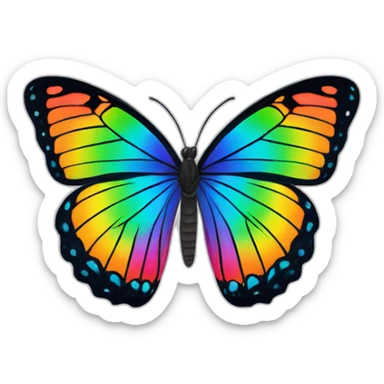 A butterfly with rainbow color sticker