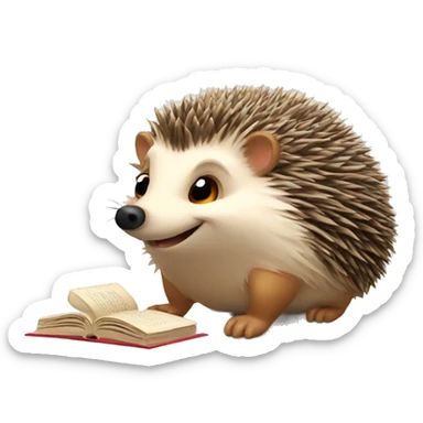 hedgehog + book sticker