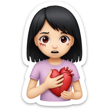 A little emo girl ripping out her own heart sticker