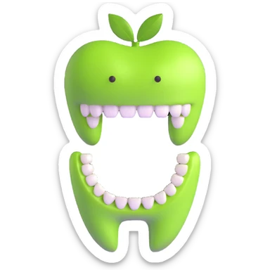 teeth with lime green braces sticker