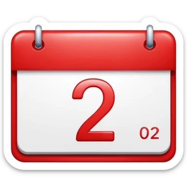 calendar with number 2 red top sticker