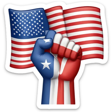 Us flag with raised fist sticker