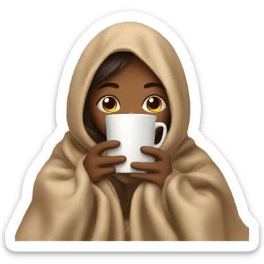 girl inside a blanket sipping coffee eyes closed sticker