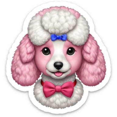 Poodle with red bow tie, portrait sticker