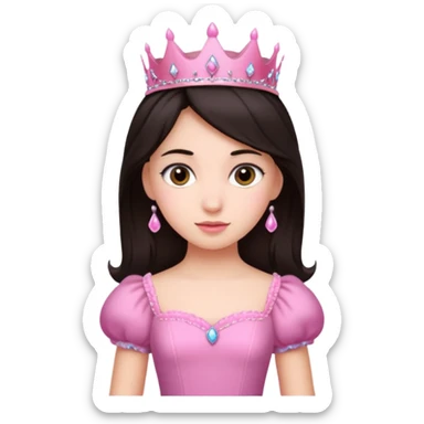 chica vestida de princesa con vestido rosa , piel blanca , pelo oscuro sticker
