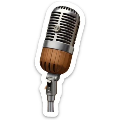 Create a traditional and warm emoji representing folk singing, using a humanless collage. The design should feature a rustic wooden microphone or an old-fashioned folk instrument like a balalaika, gusli, or a domra, placed alongside traditional elements such as a hand-woven scarf or a wooden flute. Include natural, earthy details like wildflowers, musical notes, and rustic textures, evoking the feeling of folk music in its purest form. Use warm, earthy colors like brown, gold, red, and green to create a cozy and organic vibe. The background should be transparent. sticker