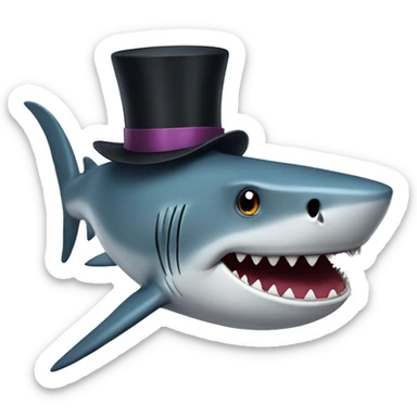 Shark with a top hat sticker