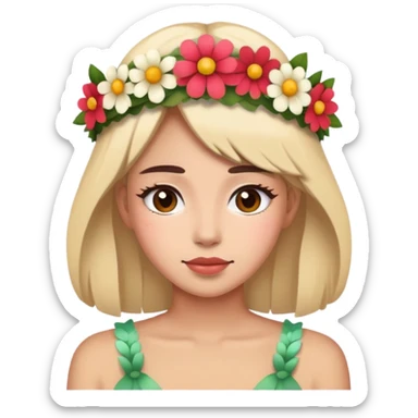 nữ, đầu cài vòng hoa sticker