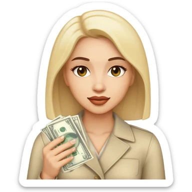 realistic portrait of woman with money sticker