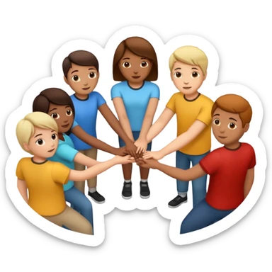 five people holding hands in a circle sticker