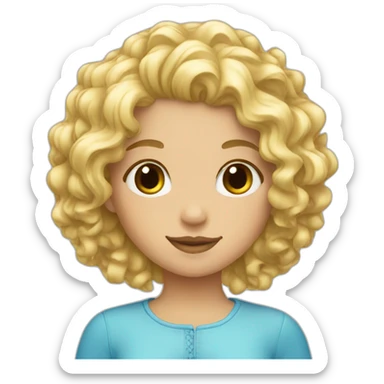 Girl with blond curly hear and blue ices sticker