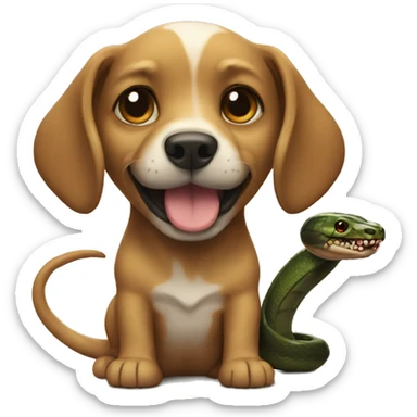 Dog a snake  sticker